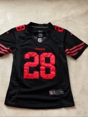 Nike Black & Red Kids' 49ers #28 Football Jersey